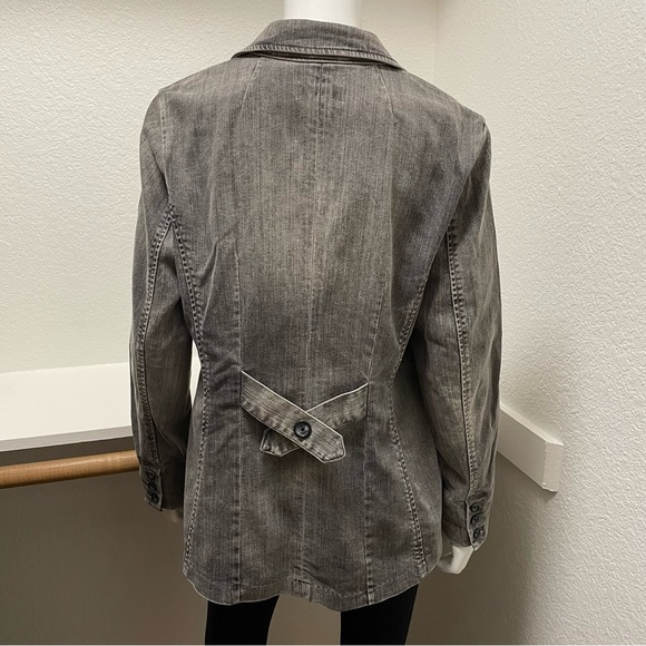 Coldwater Creek Shaped charcoal gray faded, stretch denim blazer, Sz 14 - Picture 5 of 14
